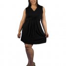 Black Plus size sleeveless sun summer dress waist tie front floral drape 1X