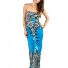 FLORAL PRINT MAXI LONG STRAPLESS TUBE SUN SUMMER SLIT DRESS S M L XL