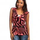 PLUS SIZE ANIMAL PRINT COWL NECK SLEEVLESS SHIRT TOP BLOUSE BELT 1X 2X 3X