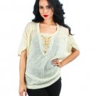 PLUS SIZE KNIT METALLIC IVORY WHITE SWEATER TOP BLOUSE BEADED ACCENTS 1X 2X 3X