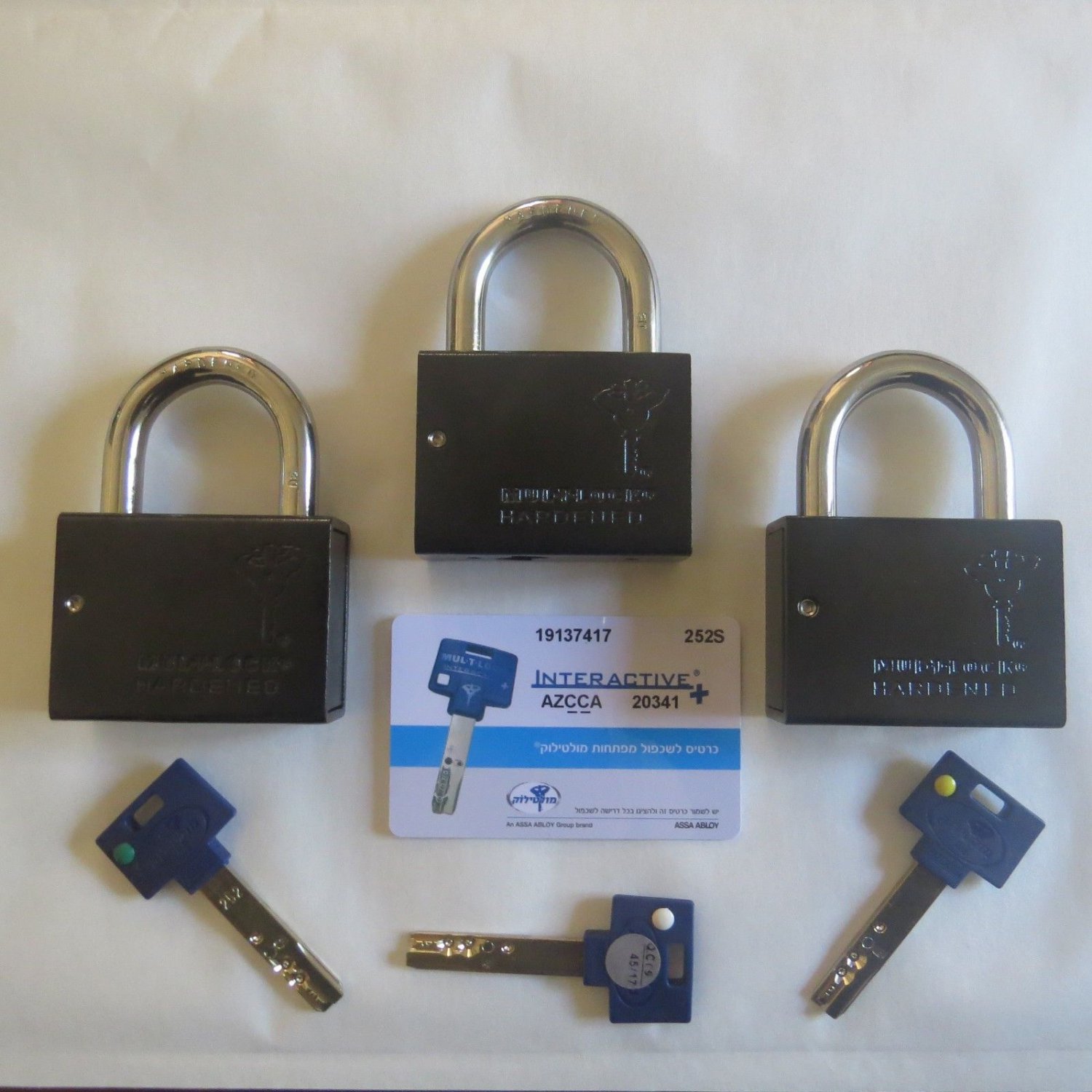 3 PCS  OPEN WITH THE SAME KEY MUL-T-LOCK C-10 KEYED ALIKE  PADLOCK 3/8" SHACKLE