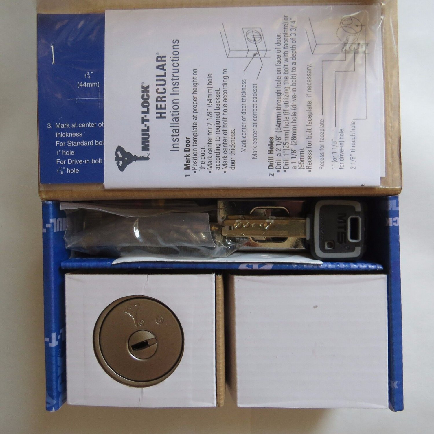 Mul T Lock MT5+ Deadbolt Hercular Double nickel 3 keys BEST DEADBOLT