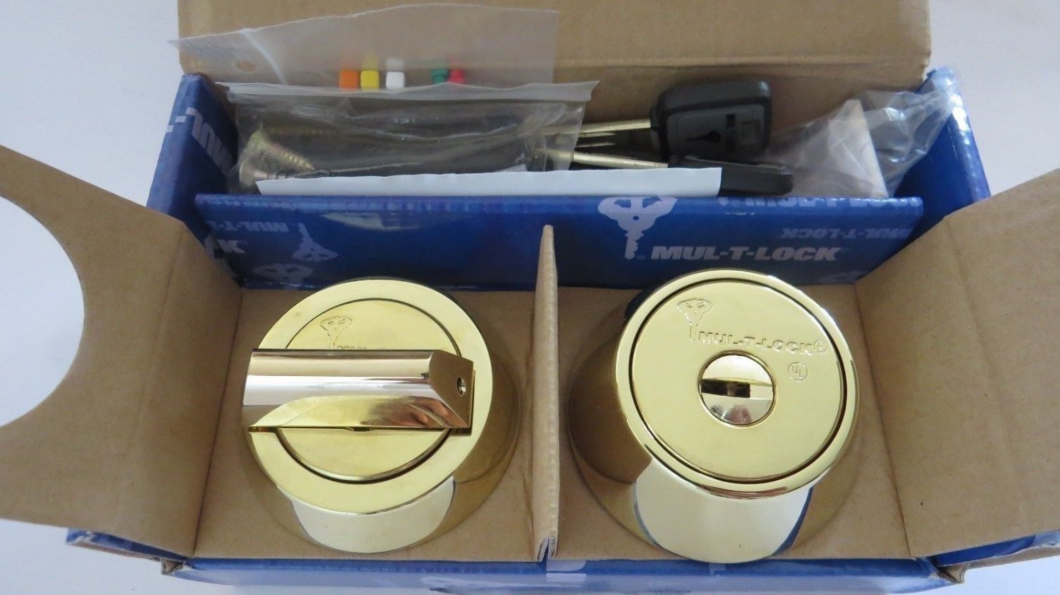 Mul T Lock MT5+ Deadbolt Hercular Single Thumbturn 3 keys - BRIGHT BRASS