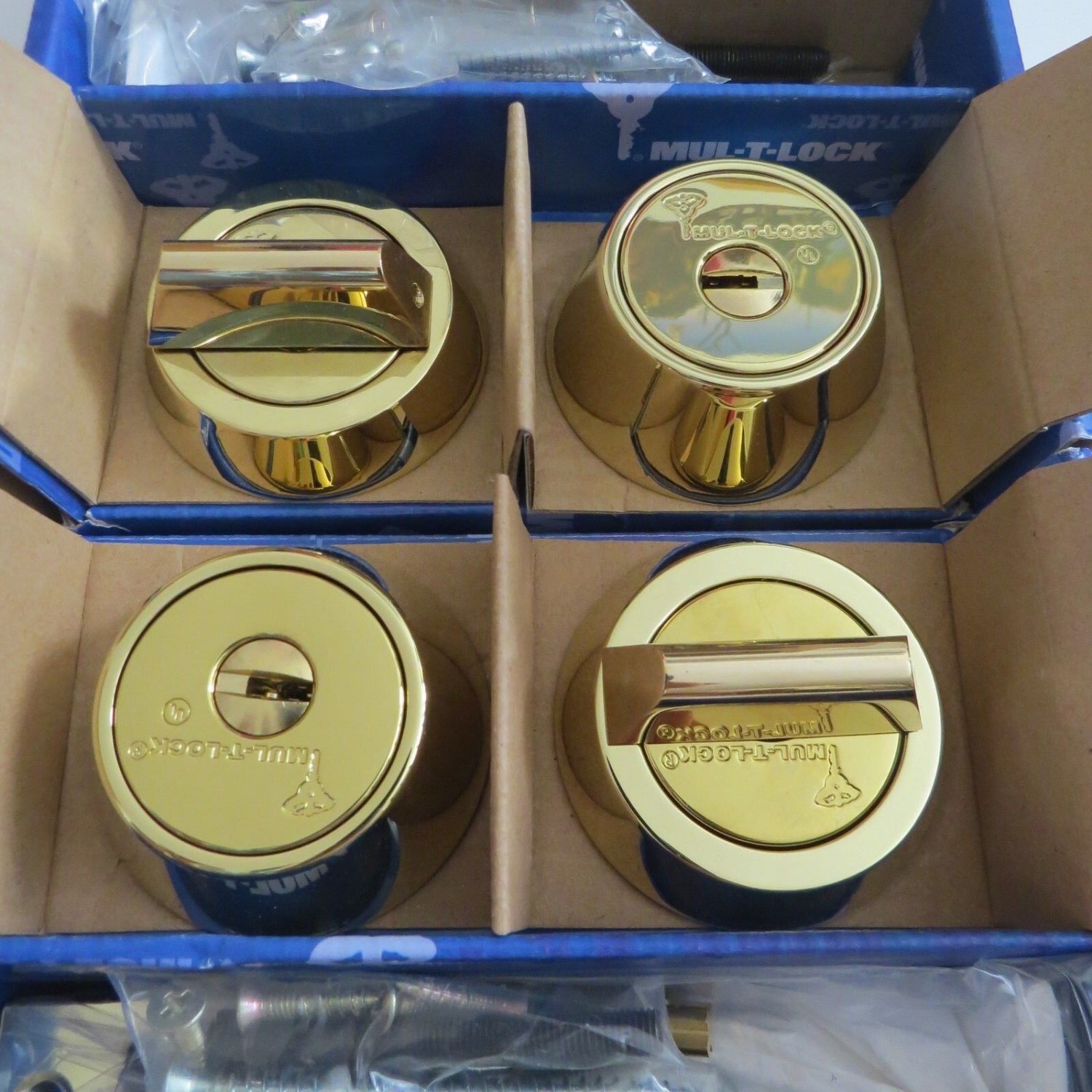 Keyed Alike Set Deadbolt Hercular Single Thumb Turn Mul T Lock MT5+ BRIGHT BRASS