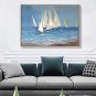 White sailboat vertical painting acrylic oil painting on canvas Handmade hangin
