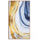 100% Handmade Gold Foil Abstract Oil Painting Wall Art Modern Minimalist Blue M