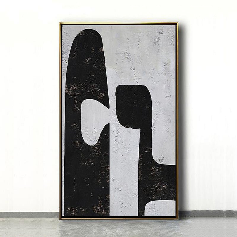 Handmade Top Selling Abstract Oil Painting  Wall Art Modern Minimalist Black an