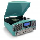 Trexonic Retro Wireless Bluetooth, Record and CD Player in Turquoise Trexonic Retro Wireless Bluetooth, Record and CD Player in Turquoise