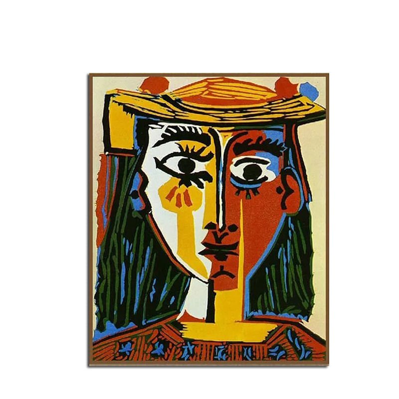 100% Hand Painted  Abstract Oil Painting Wall Art Minimalist Retro Character Pi