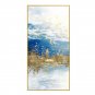 100% Handmade Modern Abstract Gold foil lines Blue Canvas Art Paintings For Liv