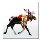 100% Hand Painted  Abstract Oil Painting Wall Art Modern Minimalist Deer Pictur