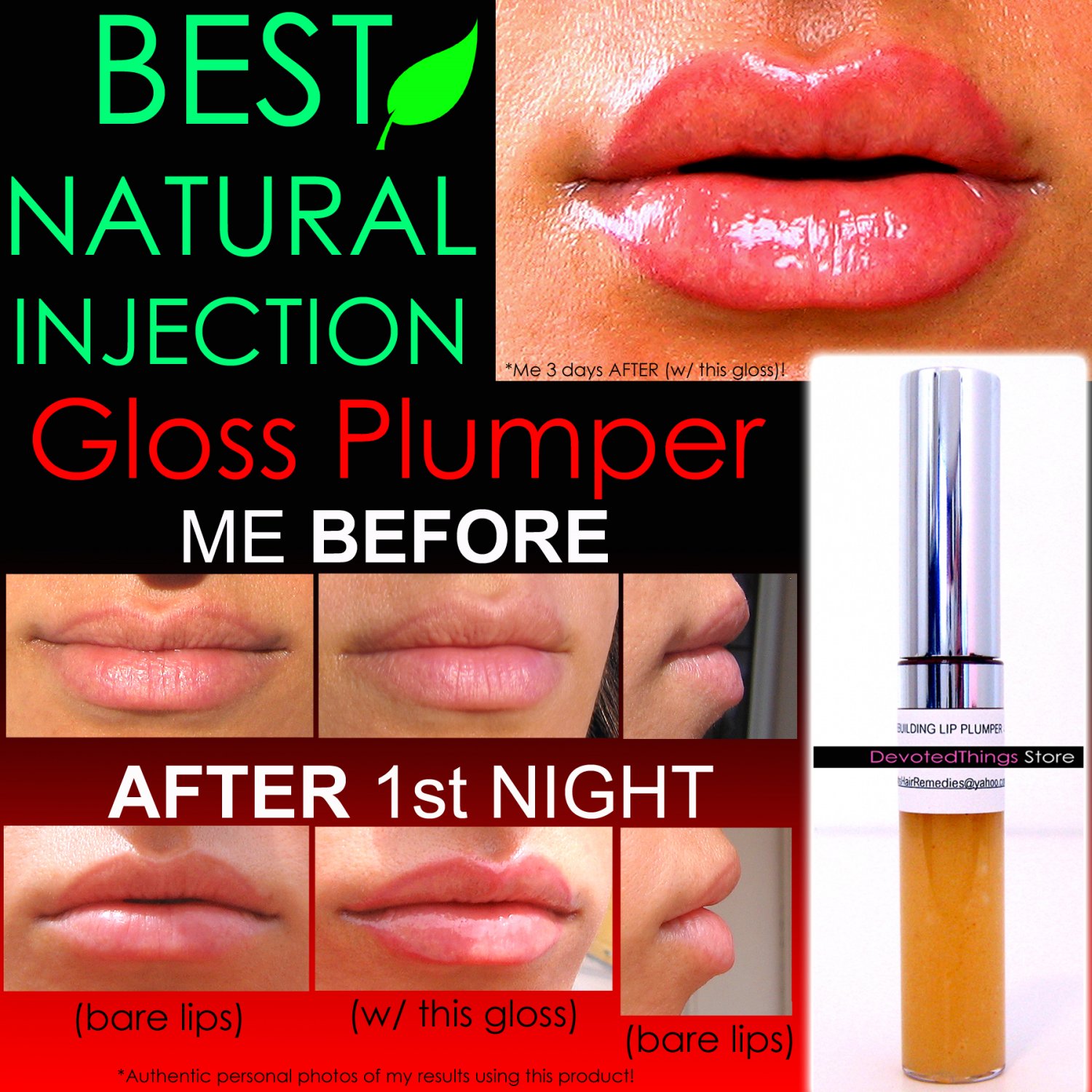 NATURAL INJECTION LIP PLUMPING GLOSS EXTREME REBUILDING LIP PLUMPER ...