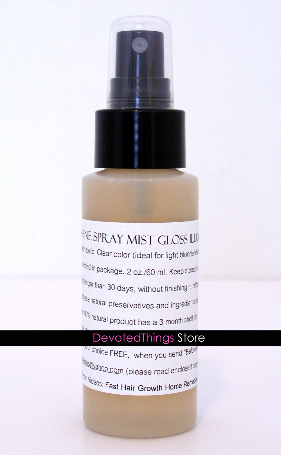 BEST HAIR SHINE SPRAY MIST GLOSS CLEAR ILLUMINATOR NO OIL NO ALCOHOL NATURAL NON TOXIC