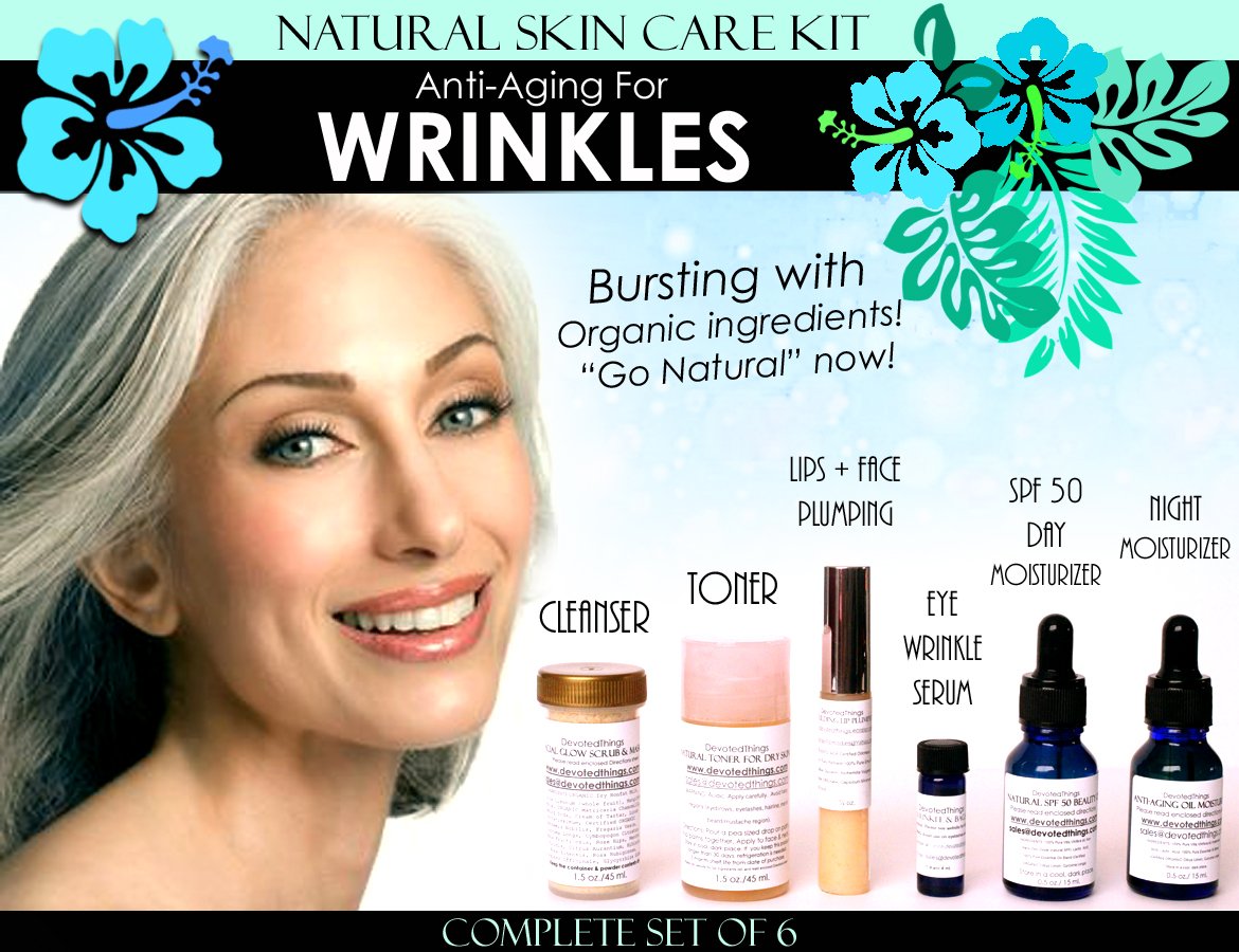 Natural Skin Care Kit Anti Aging For Wrinkles Anti Wrinkle Complete Set Of 6 