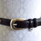 BRIGHTON Leather Belt  M 30 Waist Cross My Heart Black Moc Croc Animal Print