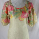 Anthropologie HD in Paris 10 Tropical Floral Print Semi Sheer Peasant Top Blouse