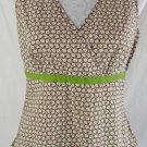 BODEN 12 M Green Brown White Floral Print Surplice Neck Empire Waist Tank Top