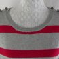 ANN TAYLOR LOFT XL Gray Red Striped Print Cotton Sweater Top