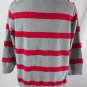 ANN TAYLOR LOFT XL Gray Red Striped Print Cotton Sweater Top
