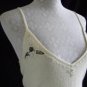 BETH BOWLEY L Beaded Rhinestones Solid Beige Sweater Tank Top Cami