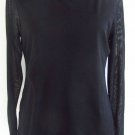 VIVIENNE TAM XL Solid Black Nylon Mesh Knit Top Shirt Long Sleeves