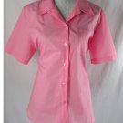 FOXCROFT 16 Wrinkle Free Solid Pink Button Down Short Sleeve Career Dress Shirt