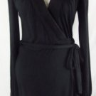 JOIE S Wrap Dress 100% Bamboo Solid Black Pleated Neckline