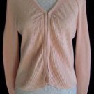 TABITHA ANTHROPOLOGIE M Pink Semi Sheer Open Weave Ribbed Sweater Cardigan