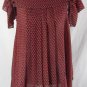 MAX EDITION M Red Purple Black Abstract Print Pleated Flared Hem Top Blouse