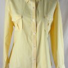 CHICO'S 3 XL Yellow White Red Striped Print 100% Cotton Button Down Career Shirt