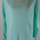 J.JILL M Solid Blue Green Crinkle Gauzy Semi Sheer Cotton Tunic Shirt