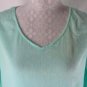 J.JILL M Solid Blue Green Crinkle Gauzy Semi Sheer Cotton Tunic Shirt