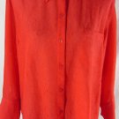 COLDWATER CREEK XL Semi Sheer Rayon Blnd Crinkle Textured Orange Shirt Blouse