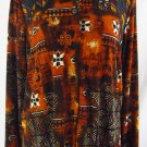 COLDWATER CREEK 1X Orange Black Beige Abstract Geometric Print Stretch Shirt