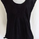 THE NORTH FACE Shirt Top Blouse XL Solid Black Pleats Cotton