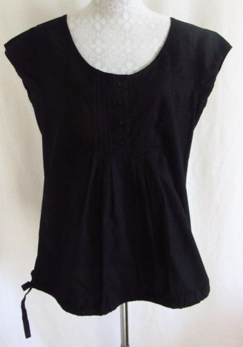 THE NORTH FACE Shirt Top Blouse XL Solid Black Pleats Cotton