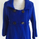 FREE PEOPLE L Royal Blue Lambswool Snap Front Sweater Cardigan Jacket