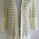 SUNDANCE CATALOG Petite L Beige Tan Snowbobbles Knit Open Front Cardigan Sweater