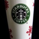 2010 STARBUCKS COFFEE Cup Mermaid 8 Oz Christmas Red Snowflake White Holiday