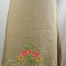 ANN TAYLOR LOFT Skirt 14 L Embroidered Floral Print Tan Pink Green Brown A Line