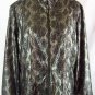 CHICO'S Zip Up Jacket 3 XL Metallic Gray Silver Snake Reptile Animal Print Coat