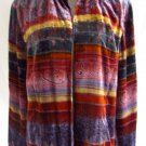 COLDWATER CREEK XL Open Front Jacket Velvet Striped Burnout Abstract Print