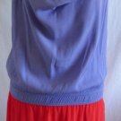 DIANE VON FURSTENBURG Drop Waist Dress 8 M Purple Red Colorblock Cowl Crepe