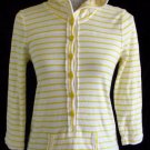 JUICY COUTURE Hoodie Shirt Tunic Beach Cover Up M Yellow White Striped Print