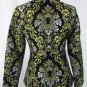 BOSTON PROPER 2 XS S Jacquard Chenille Black Gold Silver Floral Blazer Jacket