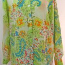 SOFT SURROUNDINGS S Tall Silk Cotton Multicolored Floral Paisley Long Shirt