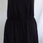 ANN TAYLOR LOFT Sun Dress M Solid Black Ruffles Spaghetti Straps Elastic Waist
