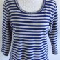 BY CHICOS 3 XL Purple Gray Striped Print Embellished Beaded Sequins Top Shirt