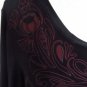 CHICOS TRAVELERS 2 L Black Red Maroon Floral Print Beaded Slinky Top Shirt