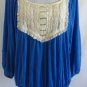 FREE PEOPLE S M Blue Lace Sequins Embellished Front Viscose Top Shirt